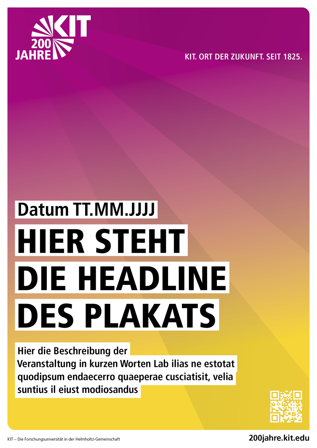 Plakat mit einem Verlauf von gelb nach pink