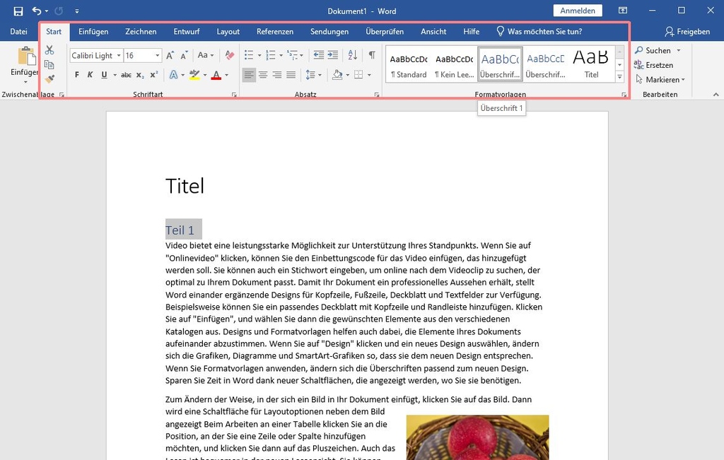 Formatvorlagen in Word