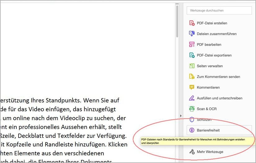 Barrierefreiheit mit Acrobat Pro prüfen